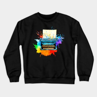 Watercolor Typewriter Writing Gift for Writer Creative Retro Crewneck Sweatshirt